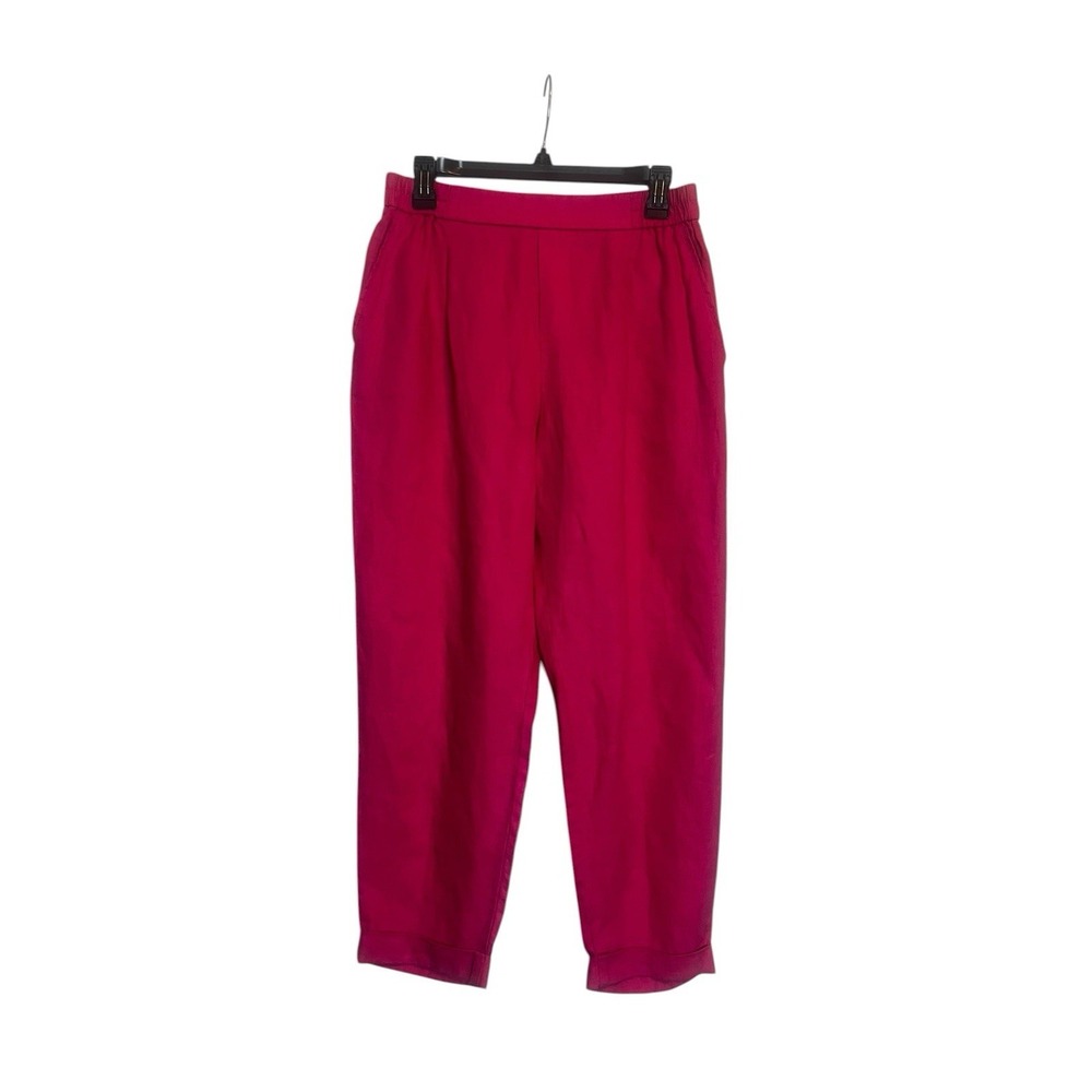 United Colors of Benetton Linen Pants M Pink Pull On Tapered - Picture 2 of 8